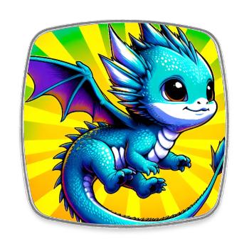 dragon - Square fridge magnet - white - Front