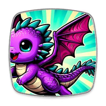 Drache - Viereckiger Kühlschrankmagnet - Weiß - Vorne