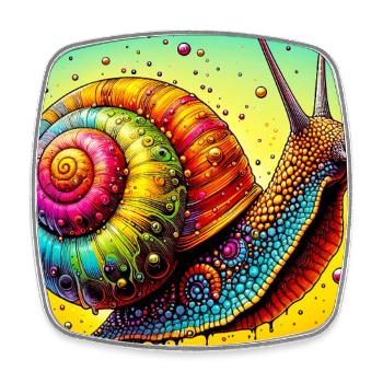 Schnecke - Viereckiger Kühlschrankmagnet - Weiß - Vorne