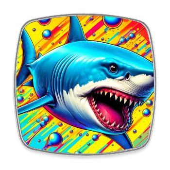 Requin - Magnet carré - blanc - Devant