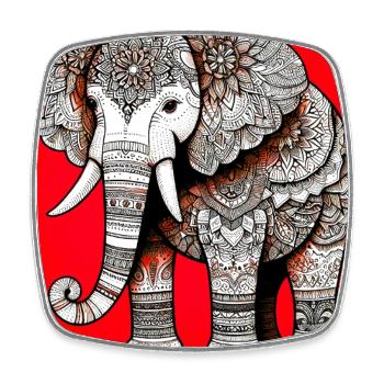 Elefant - Viereckiger Kühlschrankmagnet - Weiß - Vorne