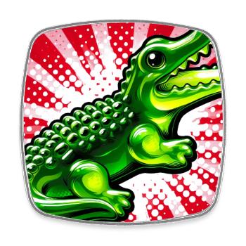 Krokodil - Viereckiger Kühlschrankmagnet - Weiß - Vorne