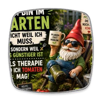 Gartenhumor: Therapie und Tomaten - Viereckiger Kühlschrankmagnet - Weiß - Vorne
