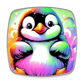 penguin - Square fridge magnet - white - Front