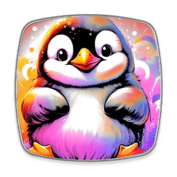 pingouin - Magnet carré - blanc - Devant