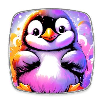 pingouin - Magnet carré - blanc - Devant