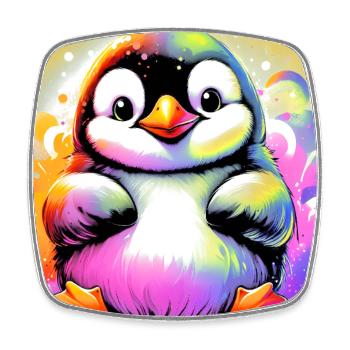 penguin - Square fridge magnet - white - Front