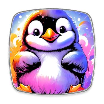 pingouin - Magnet carré - blanc - Devant
