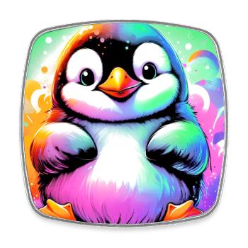 pingouin - Magnet carré - blanc - Devant