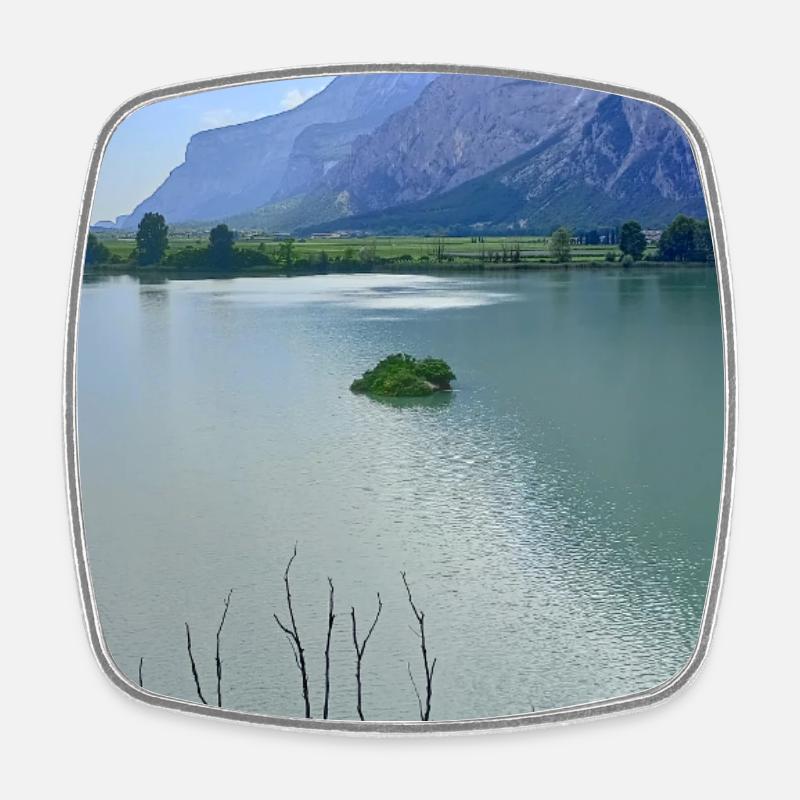 Alpine Lake Sereni Reflections - Square fridge magnet - white