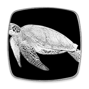 Schildkröte - Viereckiger Kühlschrankmagnet - Weiß - Vorne