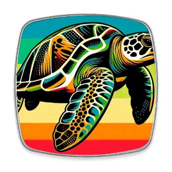 turtle - Square fridge magnet - white - Front
