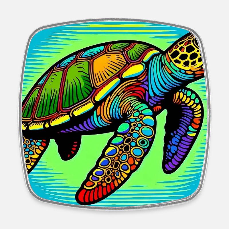 Schildkröte - Viereckiger Kühlschrankmagnet - Weiß