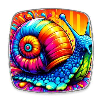 Schnecke - Viereckiger Kühlschrankmagnet - Weiß - Vorne