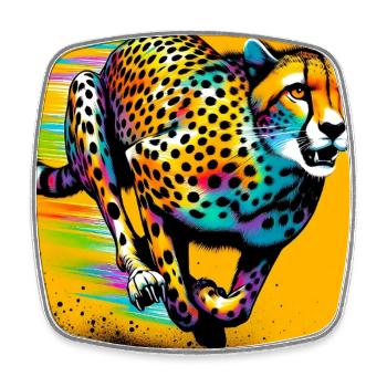 cheetah - Square fridge magnet - white - Front