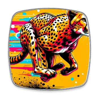 cheetah - Square fridge magnet - white - Front