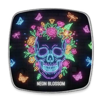 Conception de crâne de néonblossom - Magnet carré - blanc - Devant