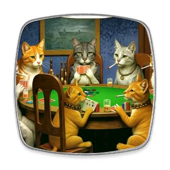 Cats Smoking Cigarettes Memes Cats Playing Poke - Square fridge magnet - white - Front