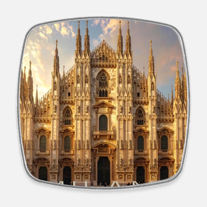 Milan, Milano, Duomo - Square fridge magnet - white