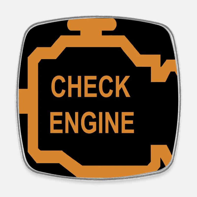 Check Engine Icon in Orange - Square fridge magnet - white