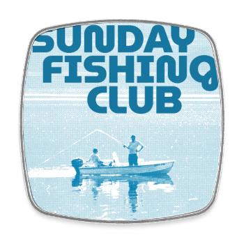 Sunday Fishing Club - Square fridge magnet - white - Front