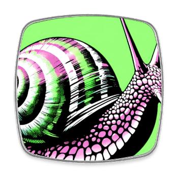 Schnecke - Viereckiger Kühlschrankmagnet - Weiß - Vorne