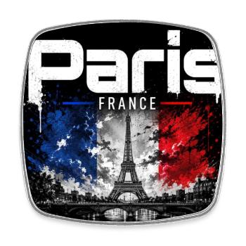 Paris France - Eiffel Splash - Viereckiger Kühlschrankmagnet - Weiß - Vorne