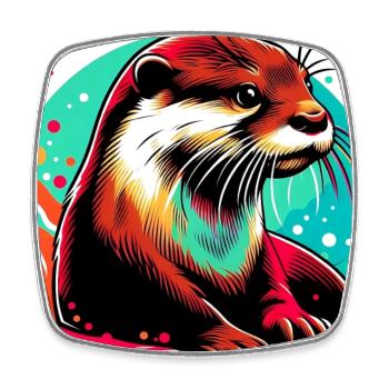 Otter - Viereckiger Kühlschrankmagnet - Weiß - Vorne