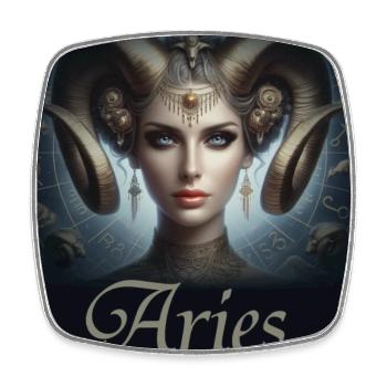 Aries -  Sternzeichen Widder - Viereckiger Kühlschrankmagnet - Weiß - Vorne