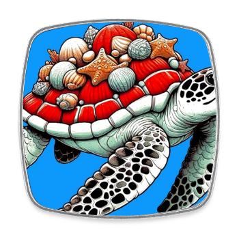 turtle - Square fridge magnet - white - Front