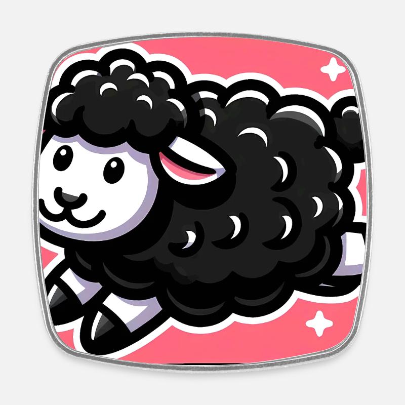 Black Sheep - Square fridge magnet - white