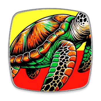turtle - Square fridge magnet - white - Front