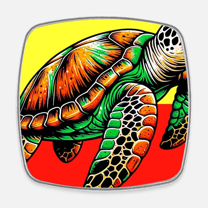 turtle - Square fridge magnet - white