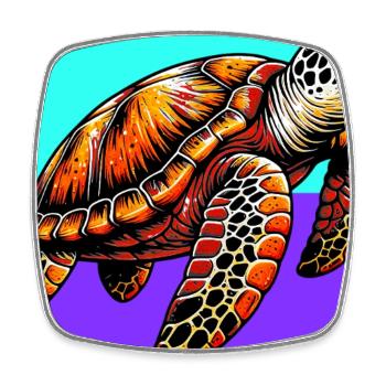 turtle - Square fridge magnet - white - Front