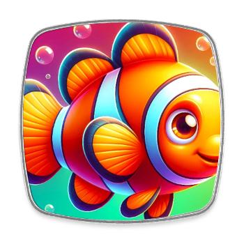 Poisson-clown - Magnet carré - blanc - Devant