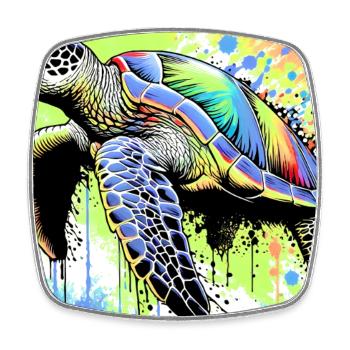 turtle - Square fridge magnet - white - Front
