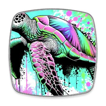 turtle - Square fridge magnet - white - Front