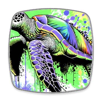 turtle - Square fridge magnet - white - Front