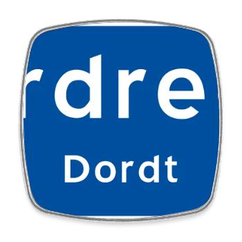 Ortsschild Dordrecht - Viereckiger Kühlschrankmagnet - Weiß - Vorne