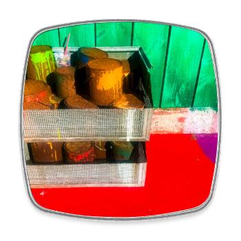 Bunte Farbtöpfe Straßenkunst - Viereckiger Kühlschrankmagnet - Weiß - Vorne