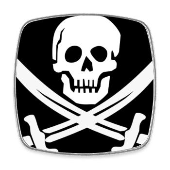 Skull und Schwerter Piratenemblem - Viereckiger Kühlschrankmagnet - Weiß - Vorne