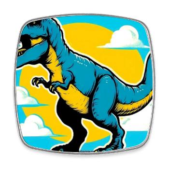 Dinosaurier - Viereckiger Kühlschrankmagnet - Weiß - Vorne