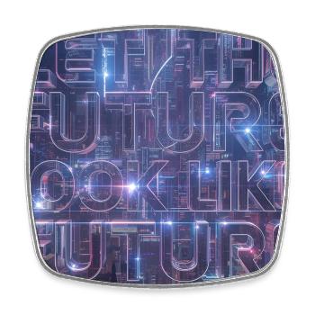 Typographie Neon Future - Magnet carré - blanc - Devant