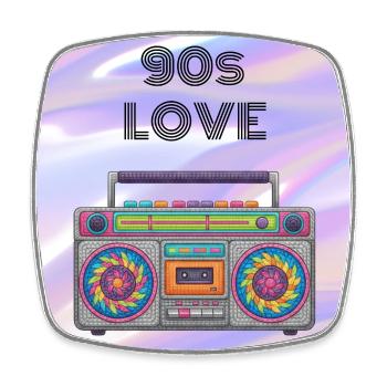 90s Love Boombox - Square fridge magnet - white - Front