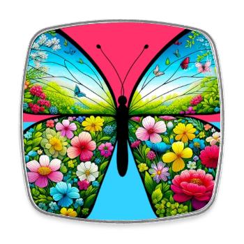 Schmetterling - Viereckiger Kühlschrankmagnet - Weiß - Vorne