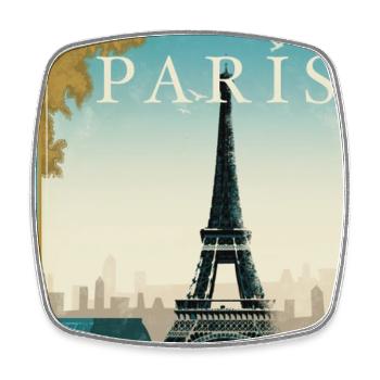 Affiche rétro de voyage de voyage à Paris - Magnet carré - blanc - Devant