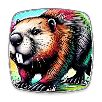 beaver - Square fridge magnet - white - Front