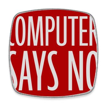 Computer Says No Lustig Programmierer Nerd Technik - Viereckiger Kühlschrankmagnet - Weiß - Vorne