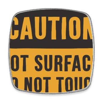 Attention : Surface chaude : ne pas toucher - Magnet carré - blanc - Devant