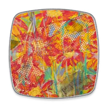 Living flower meadow in impression style - Square fridge magnet - white - Front